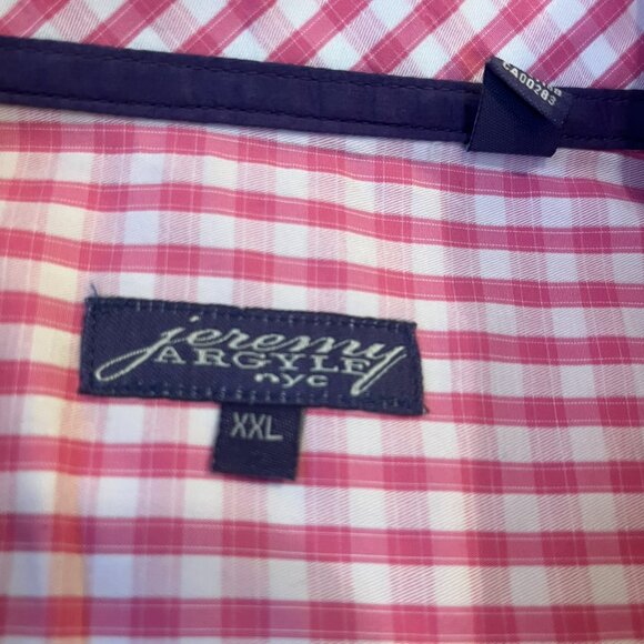 NWOT Jeremy Argle NYC Men's Pink and White Checked Button-down XXL 100% Cotton - Picture 6 of 12